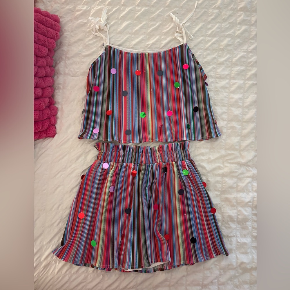 Queen Of Sparkles red paillette stripe set